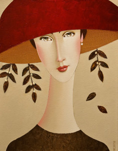 SOLD "Clara and the Red Hat" by Danny McBride 11 x 14 - acrylic $975 Unframed $1130 in show frame