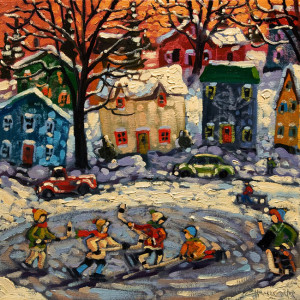 SOLD "Frozen Fun" by Rod Charlesworth 12 x 12 - oil $1120 Unframed $1240 in show frame