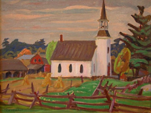 SOLD "Church at Morton" by A.Y. Jackson 10 1/2 x 13 1/2 - oil