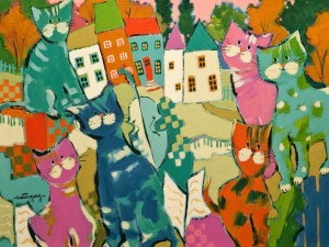 "Allegro Pour Chats," by Claudette Castonguay 12 x 16 - acrylic $560 Unframed