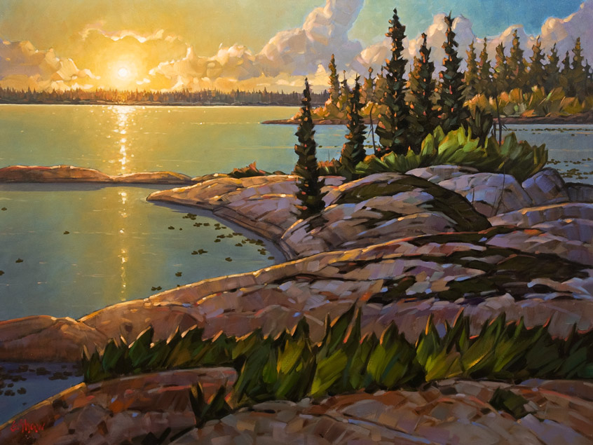 SOLD "Great Slave Lake Evening," by Graeme Shaw 36 x 48 - oil $4840 (thick canvas wrap without frame)