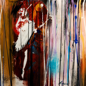 SOLD "Silver Threads III (Ballerina Series)," by Pietro Adamo 16 x 16 - mixed media with high-gloss finish