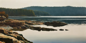 SOLD "Clam Bay," by Merv Brandel 24 x 48 - oil $5500 (artwork continues onto edges of wide canvas wrap)