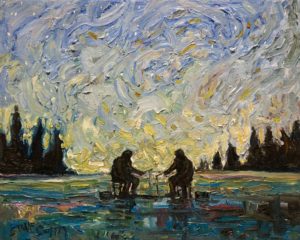 SOLD "Ice Fishing," by Steve Coffey 8 x 10 - oil $740 Unframed