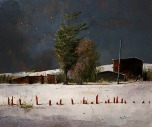 SOLD "Last of the Snowfence," by Mark Fletcher 20 x 24 - acrylic $1925 Unframed
