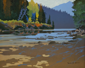 SOLD "Squamish River, Near Whistler, B.C.," by Robert Genn 16 x 20 - acrylic $7300 Unframed