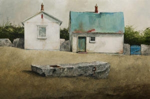 SOLD "Tethering Stone at the Farmstead," by Mark Fletcher 20 x 30 - acrylic $2090 Unframed