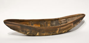 SOLD Pieced Boat (LR-217) by Laurie Rolland hand-built ceramic - 16" (L) x 5" (W) $300