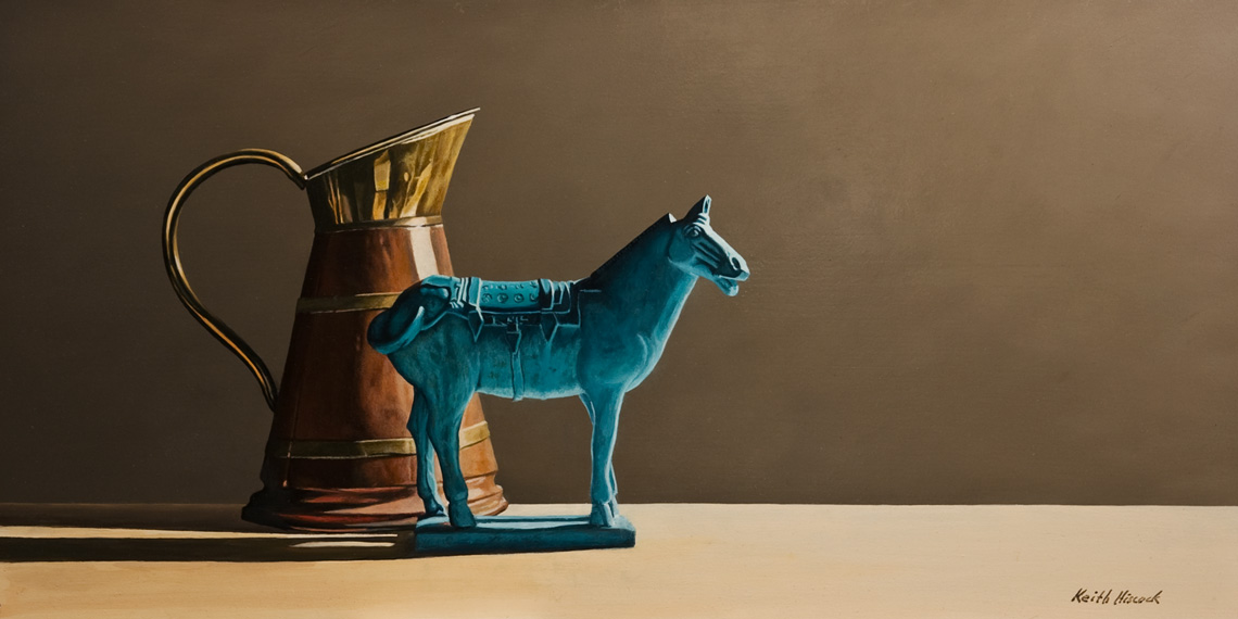 SOLD ``Blue Horse,`` by Keith Hiscock 12 x 24 - oil $1975 Unframed