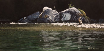 SOLD "Boulders on the Cowichan," by Keith Hiscock 8 x 16 - oil $925 Unframed