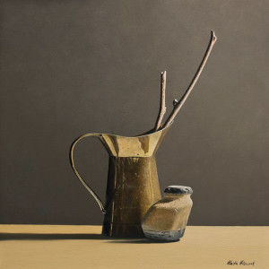 SOLD "Brass Pitcher Still-Life II" by Keith Hiscock 12 x 12 - oil $975 Unframed $1210 in show frame