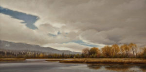 SOLD "Cloud Break Over Marshland," by Ray Ward 8 x 16 - oil $1100 Unframed