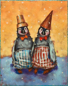 SOLD "Cone Heads" by Angie Rees 8 x 10 - acrylic $575 (unframed panel with 1 1/2" edging)