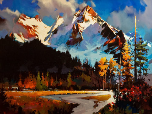 SOLD "Edge of the Vermillion Lakes and the Sundance Range," by Michael O'Toole 36 x 48 - acrylic $11,500 Unframed