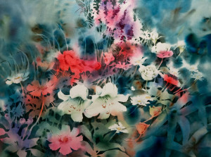 "Garden Flowers" by Joyce Kamikura 22 x 29 - watercolour $2655 Framed