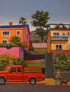 SOLD "Marine Drive Houses - White Rock," by Michael Stockdale 8 x 10 - acrylic $425 Unframed