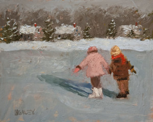 SOLD "New Skates" by Paul Healey 8 x 10 - oil $400 Unframed $620 in show frame