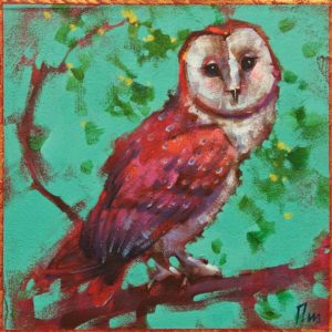 "Peepers," by Angie Rees 8 x 8 - acrylic $425 (unframed panel with 1 1/2" edging)