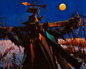 SOLD "Scarecrow on a Harvest Moon or Poor Edward Scarecrow," by Michael O'Toole 16 x 20 - acrylic $2600 Unframed