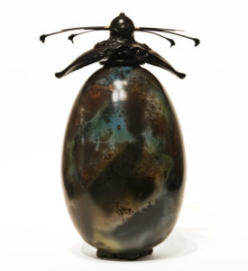 SOLD Vase (211) by Geoff Searle pit-fired pottery - 14 1/2" (H) $895