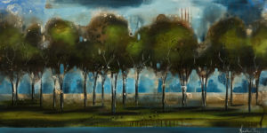 SOLD "Strength in Family," by Heather Haynes 24 x 48 - acrylic $2600 (thick canvas wrap without frame)