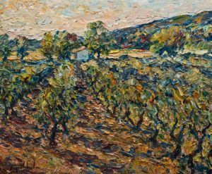 SOLD "Les Vignes, La Cadiere d'Azur, Provence," by Raynald Leclerc 20 x 24 - oil $2500 Unframed
