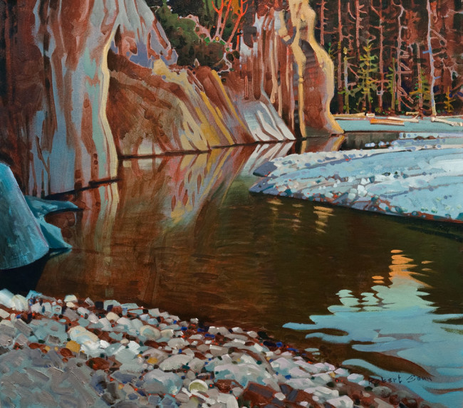 SOLD "Along the Campbell River" 30 x 34 - acrylic $19,000 in show frame ($18,500 in standard frame) $18,000 Unframed