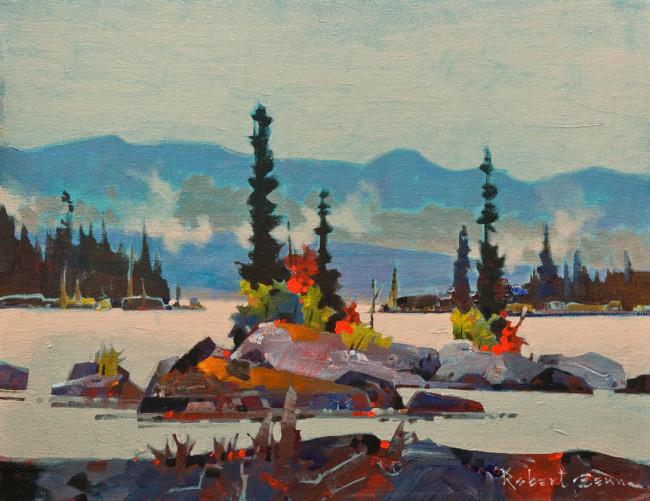 SOLD "Choice Islets, Squirrel Cove, Cortes Island, B.C." 14 x 18 - acrylic $5650 in show frame ($5260 in standard frame) $5000 Unframed