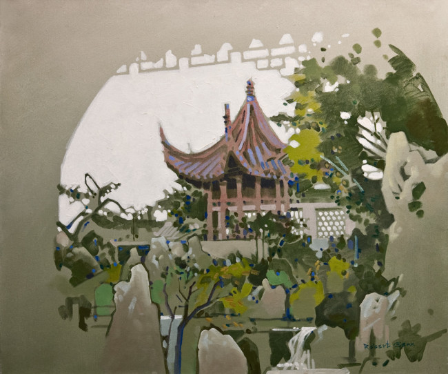 SOLD "In the Sun-Yat-Sen Gardens II" 20 x 24 - acrylic $8500 in show frame ($8220 in standard frame) $7900 Unframed
