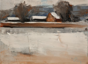 SOLD "Apres La Neige" (After the Snowfall) by Robert P. Roy 9 x 12 - oil $425 Unframed $700 in show frame