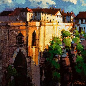 SOLD "The Bridge, Ronda, Spain" by Michael O'Toole 10 x 10 - acrylic $640 Unframed $900 in show frame
