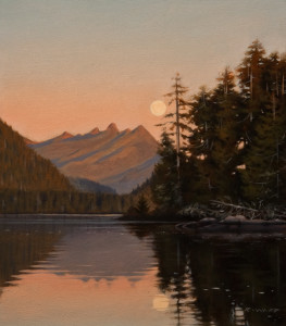 SOLD "Clayoquot Moon" by Ray Ward 7 x 8 - oil $620 Unframed $815 in show frame