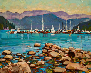 SOLD "Deep Cove" by Min Ma 8 x 10 - acrylic $770 Unframed $950 in show frame