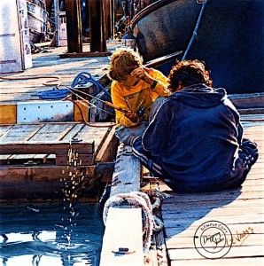 "Fishing Friends," by Carol Evans 8 x 8 - Giclée on paper (edition size of 295) - $110 Unframed 8 x 8 - Giclée on canvas (edition size of 195) - $195 Unframed