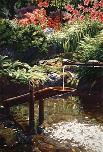 "Japanese Garden," by Carol Evans 13 x 20 - Giclée on paper (edition size of 195) - $350 Unframed 20 x 30 3/4 - Giclée on canvas (edition size of 50) - $695 Unframed