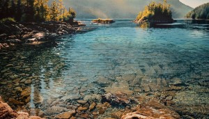 "Lagoon Cove," by Carol Evans 18 ¾ x 32 - Giclée on paper (edition size of 295) - $495 Unframed 25 x 44 - Giclée on canvas (edition size of 100) - $1150 Unframed