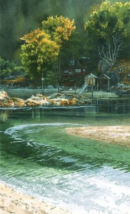 "Lagoon at Mansons Landing," by Carol Evans 19 1/2 x 20 - Giclée on paper (edition size of 295) - $345 Unframed 19 1/2 x 32 - Giclée on canvas (edition size of 100) - $675 Unframed
