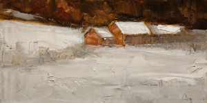 SOLD "Sous la Neige" (Snowed In) by Robert P. Roy 8 x 16 - oil $495 Unframed $780 in show frame