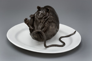 "Spagetti Tail," by Nicola Prinsen Bronze - 5" height x 11" width incl. plate Edition of 20 $3000