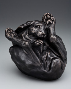 "No Really, I'm Okay (Yoga Bunny)", by Nicola Prinsen 8 1/2" x 8 1/2" - bronze sculpture $3500 Edition of 12