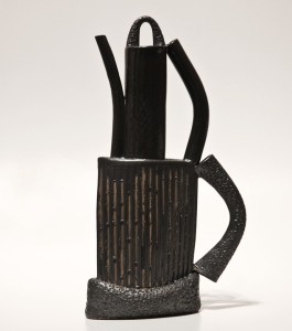 SOLD Black Teapot (LR-158) by Laurie Rolland hand-built ceramic - 11 1/2" (H) $275