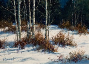 SOLD "Aspen Grove," by Merv Brandel 5 x 7 - oil $600 Unframed $760 in show frame