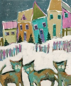 SOLD "The Cats Come Back ...," by Claudette Castonguay 10 x 12 - acrylic $360 Unframed $460 in show frame