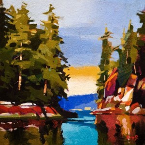 SOLD "Desolation Sound" by Mike Svob 10 x 10 - acrylic $700 Unframed $900 in show frame