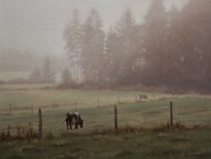 SOLD "Foggy Fields" by Ray Ward 9 x 12 - oil $800 Unframed $1030 in show frame