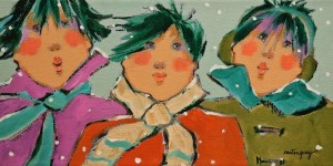SOLD "Friends From the East" by Claudette Castonguay 6 x 12 - acrylic $280 Unframed $370 in show frame