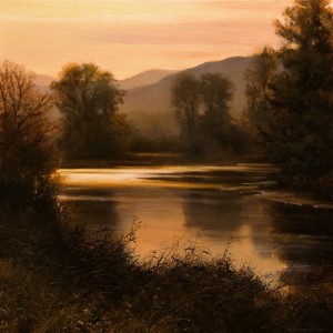 SOLD "Late Summer Over the South Arm - Study" by Renato Muccillo 8 x 8 - oil $1430 in show frame