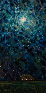 SOLD "A Moonlight Card Night" by Steve Coffey 6 x 12 - oil $660 Unframed $840 in show frame