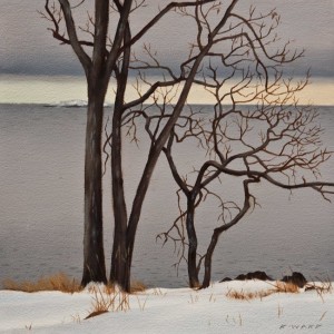 SOLD "Neck Point January - Garry Oaks" by Ray Ward 8 x 8 - oil $625 Unframed $825 in show frame