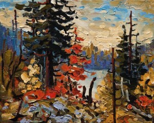 SOLD "Northern Autumn, Road Lake" by Rod Charlesworth 8 x 10 - oil $700 Unframed $880 in show frame